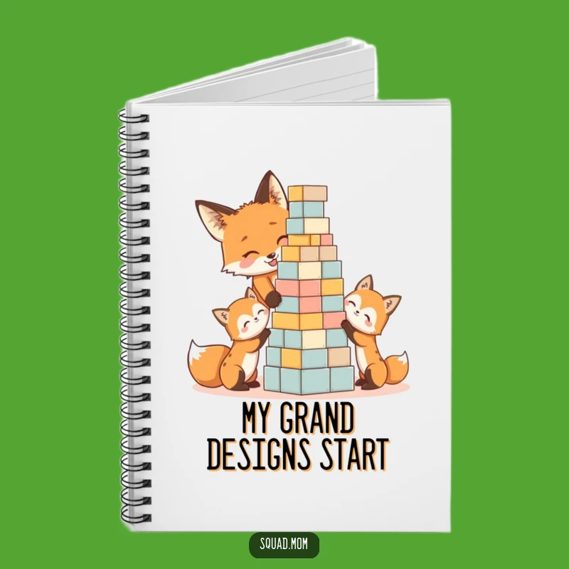 Funny Fox Mom & Kits Notebook: Block Tower Ideas, Hilarious Journal Gift