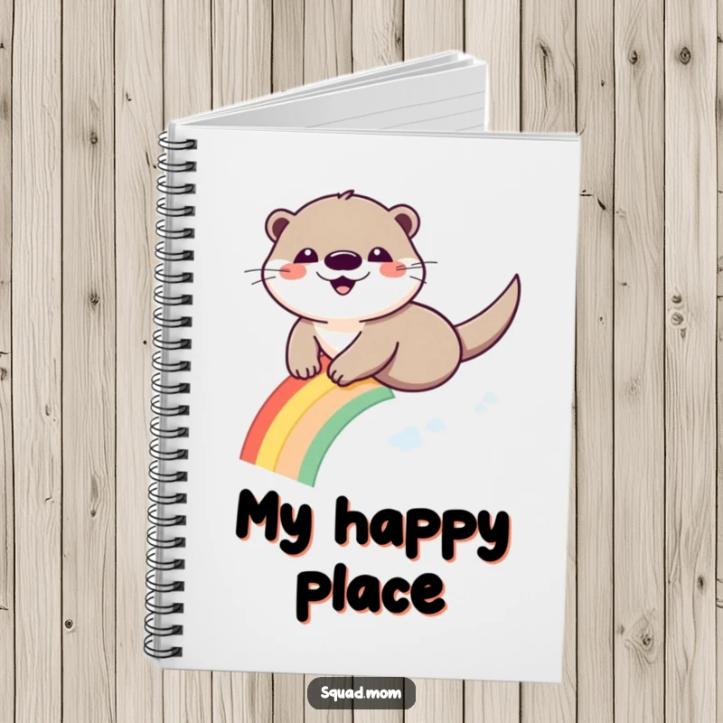Funny Otter Rainbow Notebook: A smiling otter slides down a rainbow, ready for your notes.