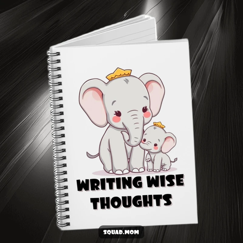 Funny Wise Elephant Mom Giving Advice to Calf, Humorous Family Journal