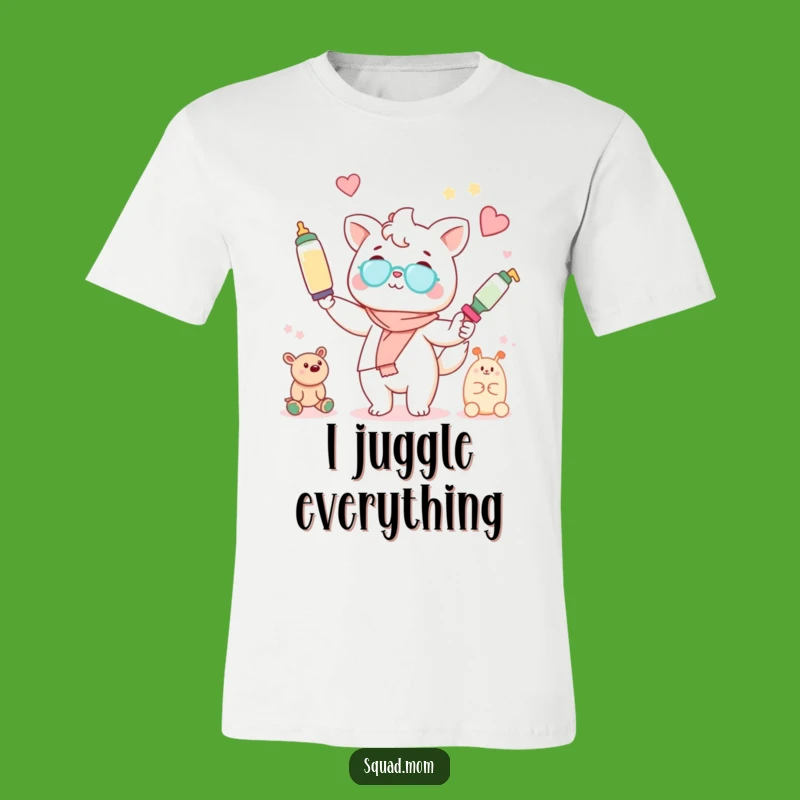 Funny Kawaii Mom Juggling T-Shirt - Relatable Mom Life Apparel!