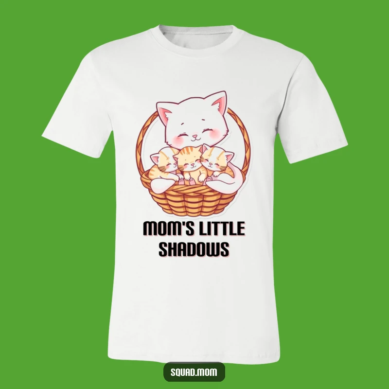 Mama Cat Cuddle T-Shirt: Playful Kittens Basket Cute Design