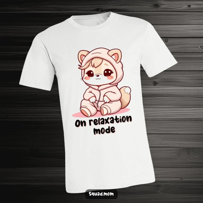 Funny Kawaii Mom Friend T-Shirt: A sweet animal character in comfy loungewear represents the ultimate cozy mom friend.