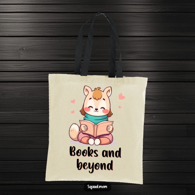 Funny Kawaii Mom Friend Tote Bag: A sweet animal character reads a storybook aloud, symbolizing the joy of sharing stories.