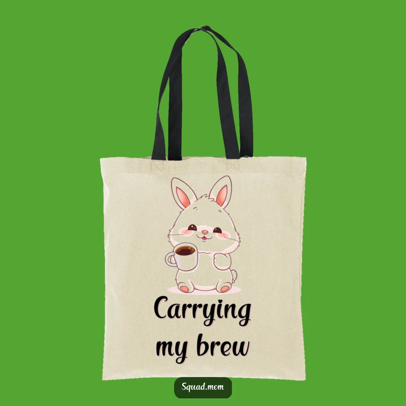 Funny Bunny Coffee Tote Bag: Cute Nose Wiggle Bag