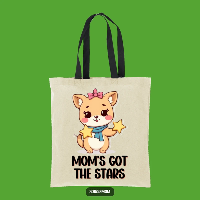 Whimsical Animal Mom Tote Bag: Holding Star, Magical & Funny Carry-all!